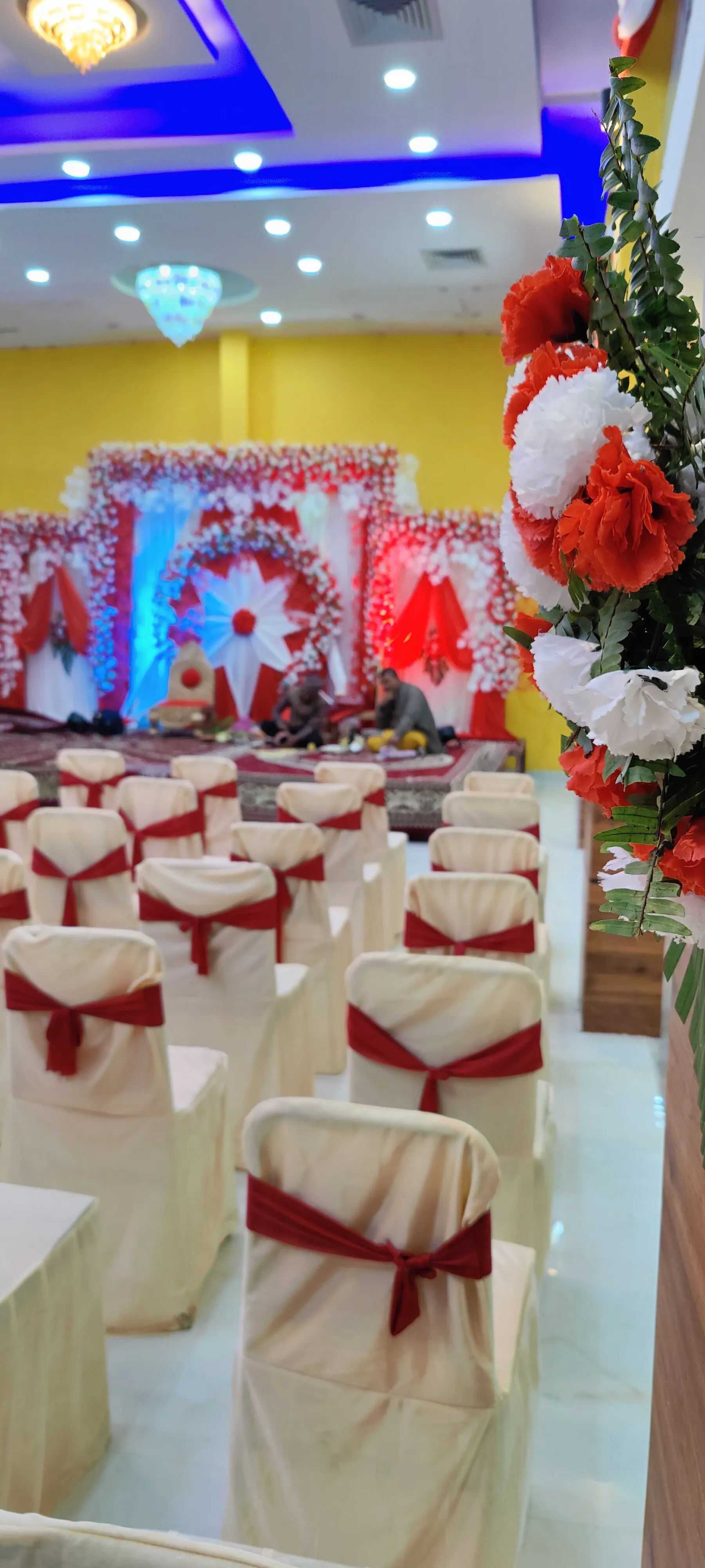 Wedding stage with floral decor